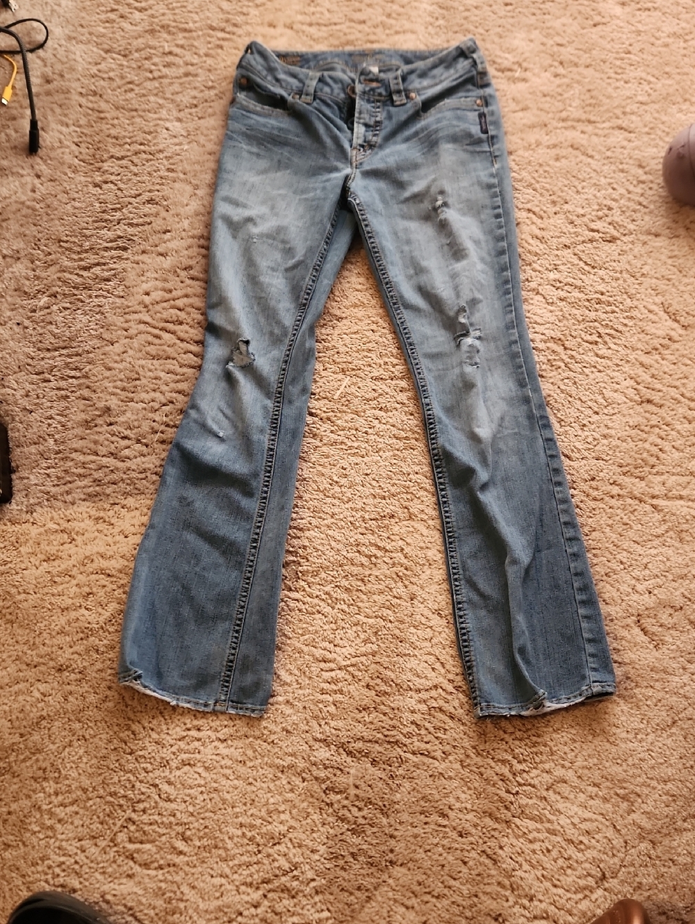 Women’s Blue Distressed Boot Cut Jeans